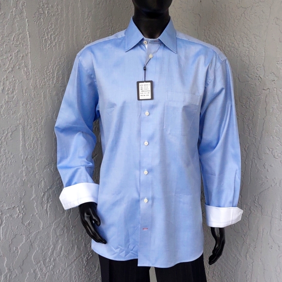 Paul Betenly Men's Classic Fit Lt. Blue Luxury dDess Shirt - Picture 4 of 17